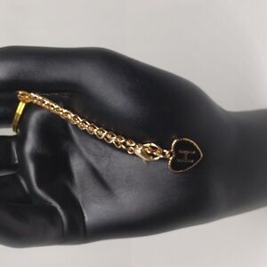 Personalized Gold & Black Heart Keychain with Elegant Initial H Charm